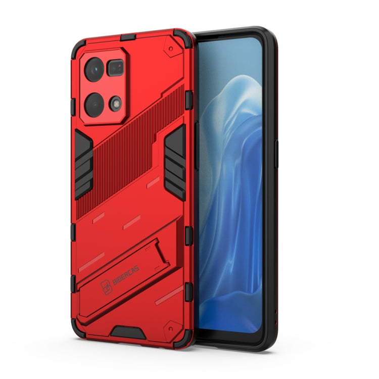 For OPPO Reno7 4G Punk Armor 2 in 1 PC + TPU Shockproof Phone Case with Invisible Holder