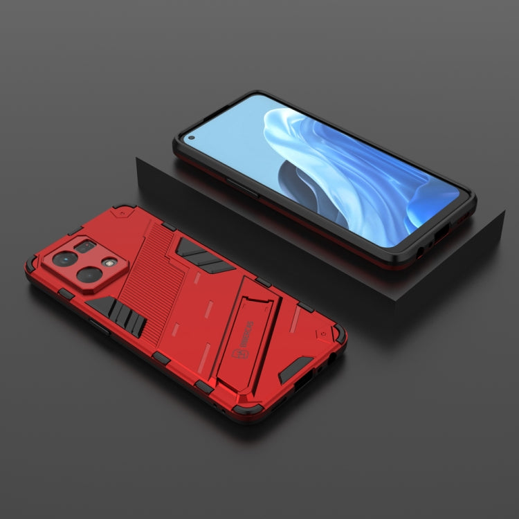 For OPPO Reno7 4G Punk Armor 2 in 1 PC + TPU Shockproof Phone Case with Invisible Holder