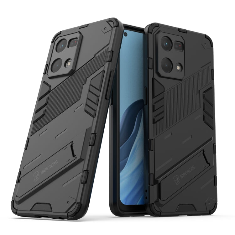 For OPPO Reno7 4G Punk Armor 2 in 1 PC + TPU Shockproof Phone Case with Invisible Holder