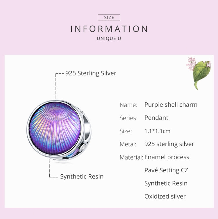 S925 Sterling Silver Purple Shell Beads DIY Bracelet Necklace Accessories