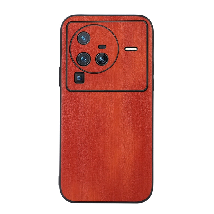 For Vivo X80 Pro Yellow Cow Texture PU Phone Case