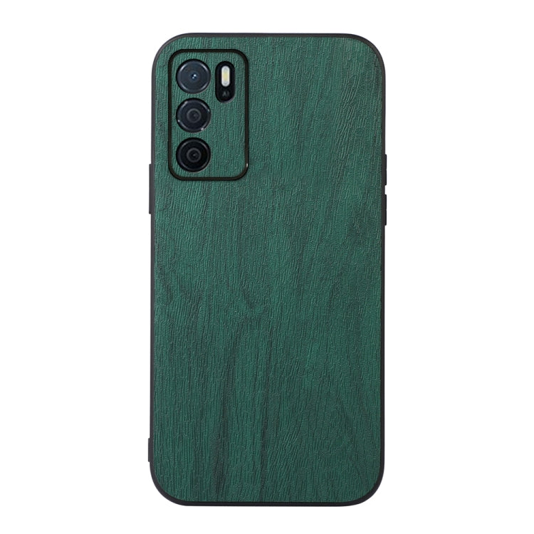 For OPPO A16 Wood Texture PU Phone Case