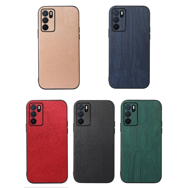 For OPPO A16 Wood Texture PU Phone Case