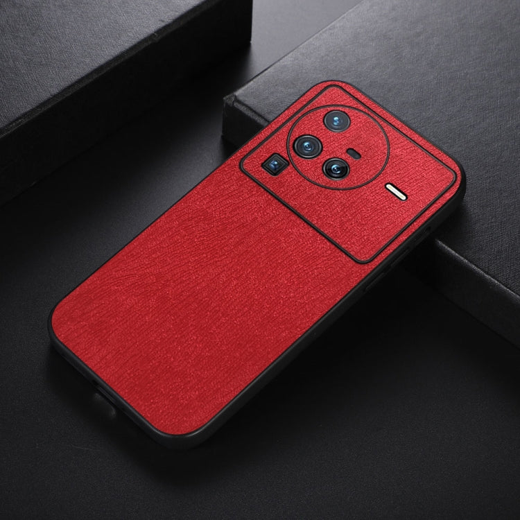 For Vivo X80 Pro Wood Texture PU Phone Case