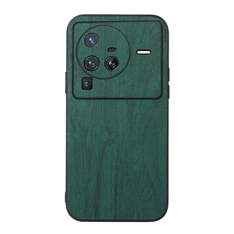 For Vivo X80 Pro Wood Texture PU Phone Case
