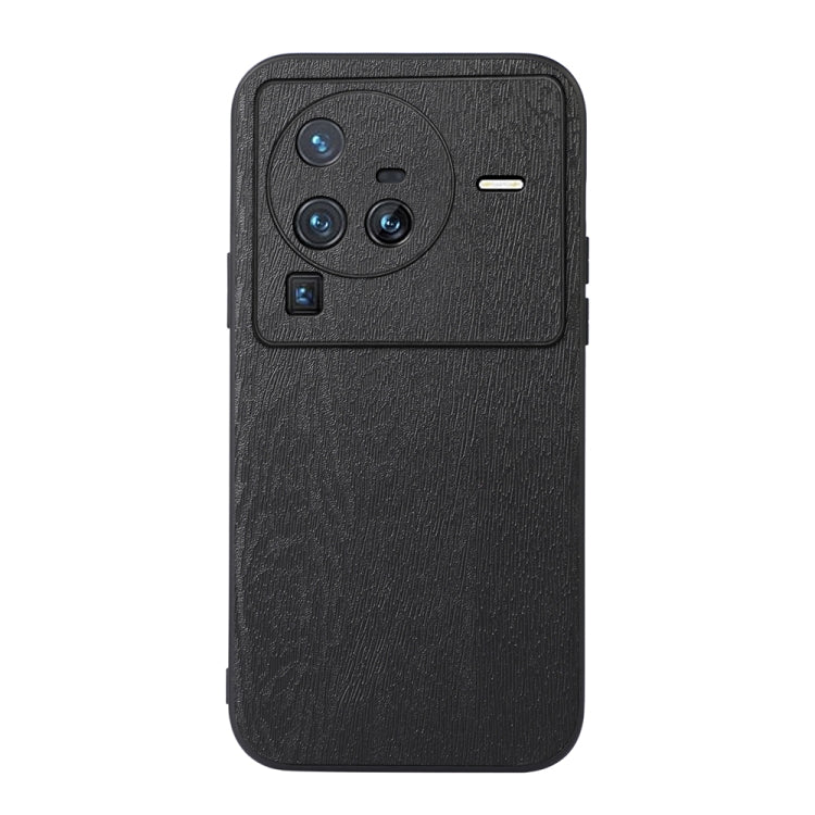 For Vivo X80 Pro Wood Texture PU Phone Case