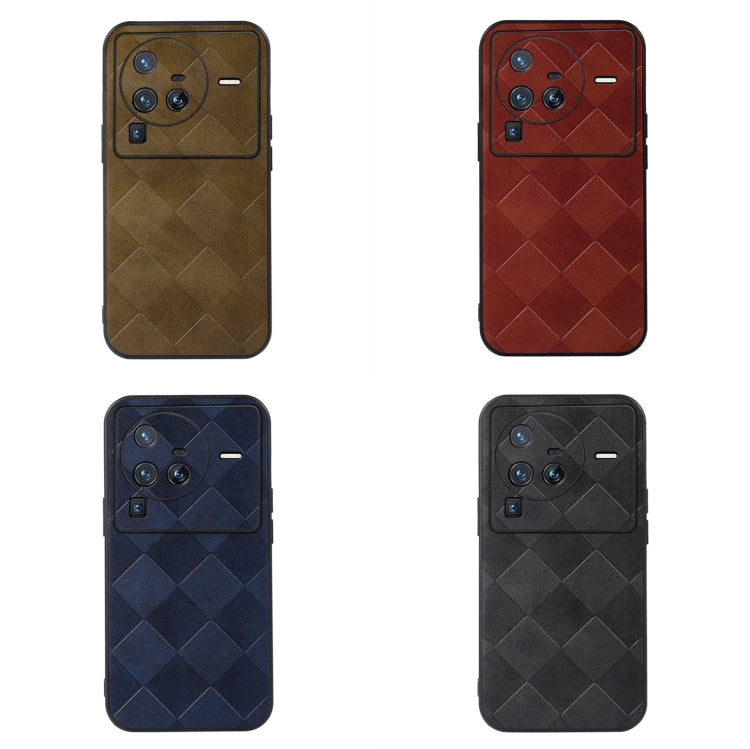 For Vivo X80 Pro Weave Plaid PU Phone Case