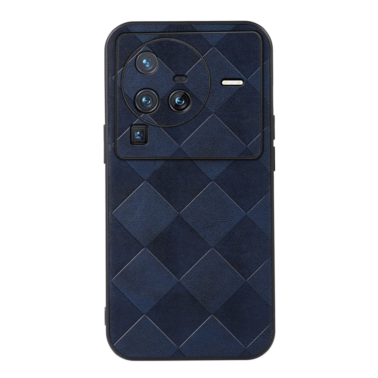 For Vivo X80 Pro Weave Plaid PU Phone Case