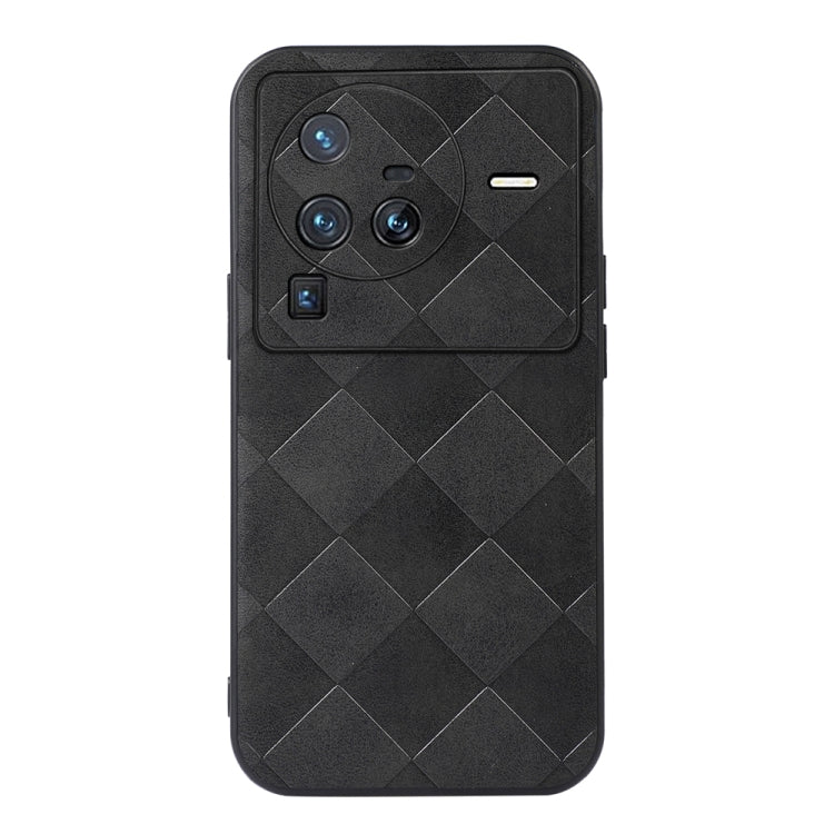 For Vivo X80 Pro Weave Plaid PU Phone Case
