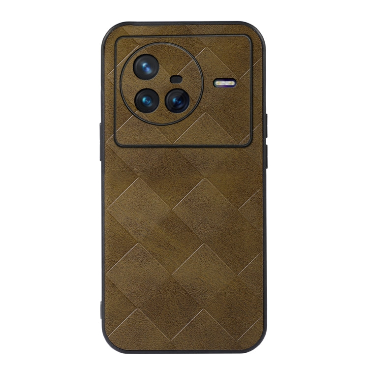 For Vivo X80 Weave Plaid PU Phone Case