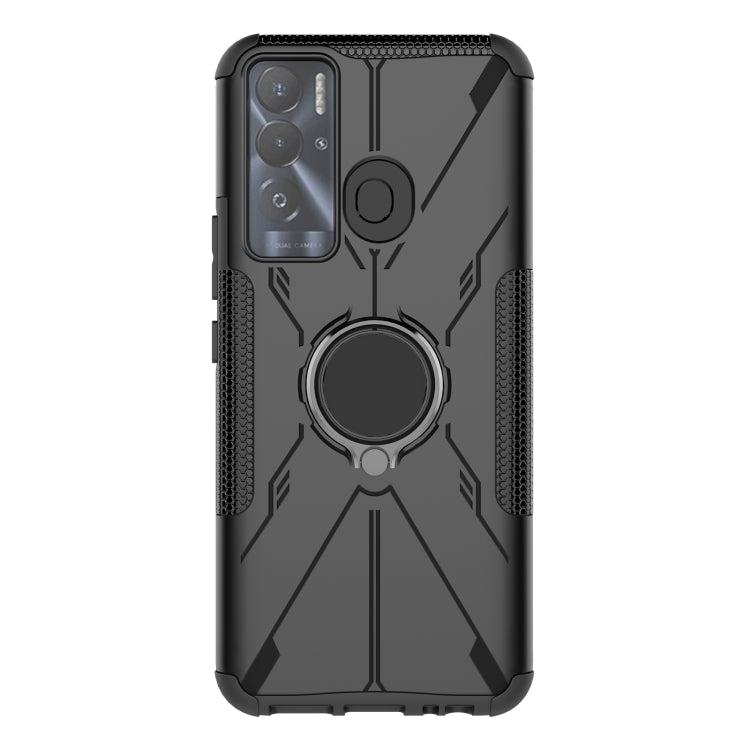 For Tecno Pova Neo Armor Bear Shockproof PC + TPU Phone Case with Ring