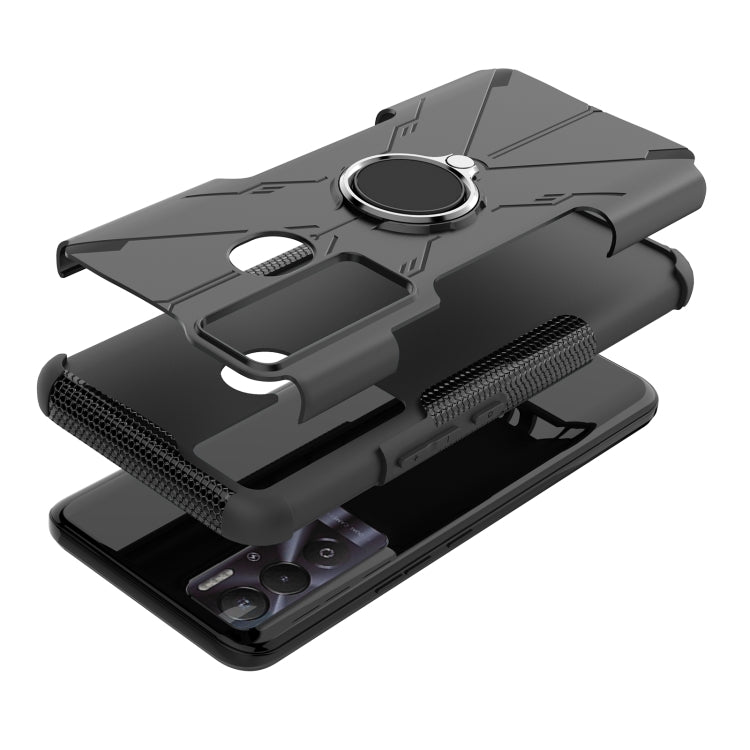 For Tecno Pova Neo Armor Bear Shockproof PC + TPU Phone Case with Ring