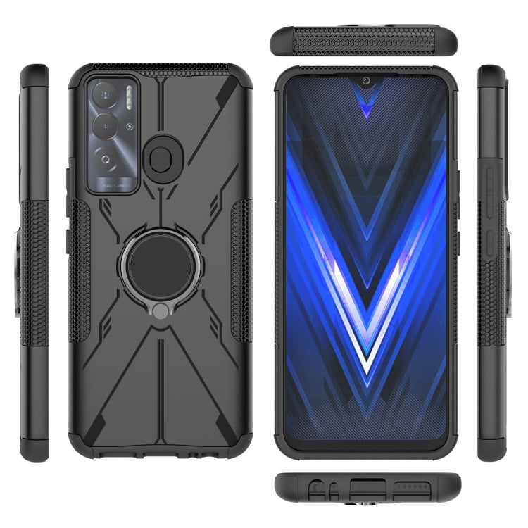 For Tecno Pova Neo Armor Bear Shockproof PC + TPU Phone Case with Ring