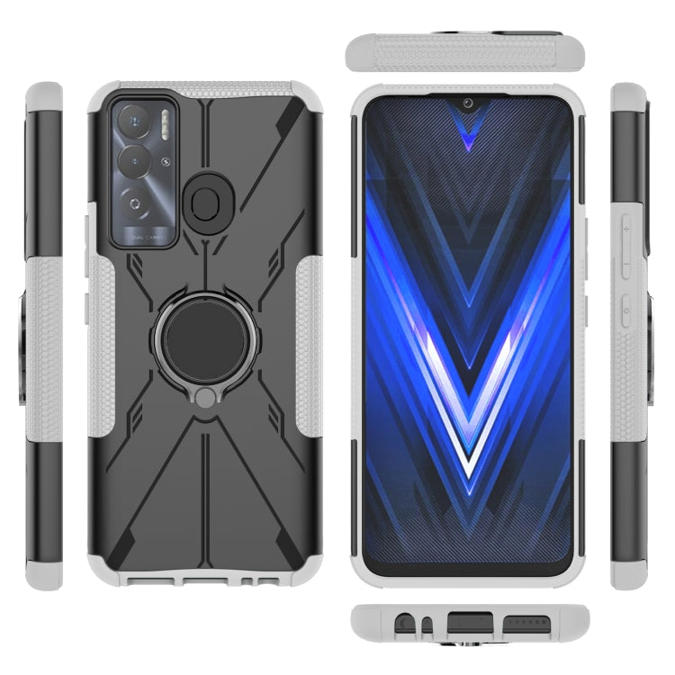 For Tecno Pova Neo Armor Bear Shockproof PC + TPU Phone Case with Ring