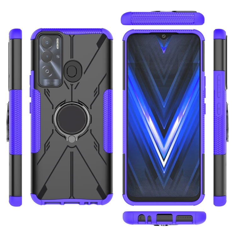 For Tecno Pova Neo Armor Bear Shockproof PC + TPU Phone Case with Ring