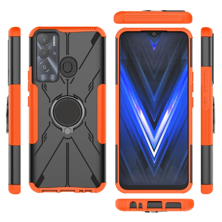 For Tecno Pova Neo Armor Bear Shockproof PC + TPU Phone Case with Ring