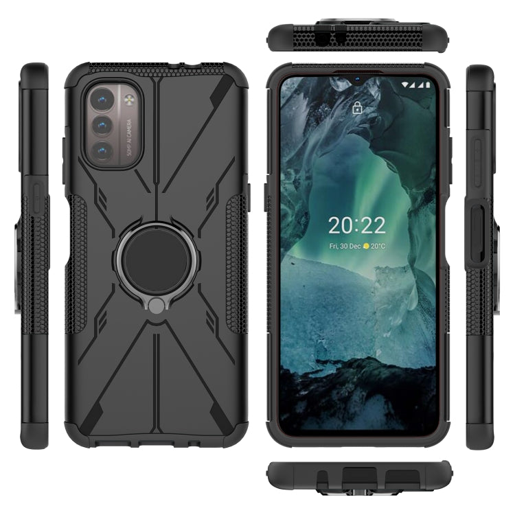 For Nokia G21 Armor Bear Shockproof PC + TPU Phone Case with Ring