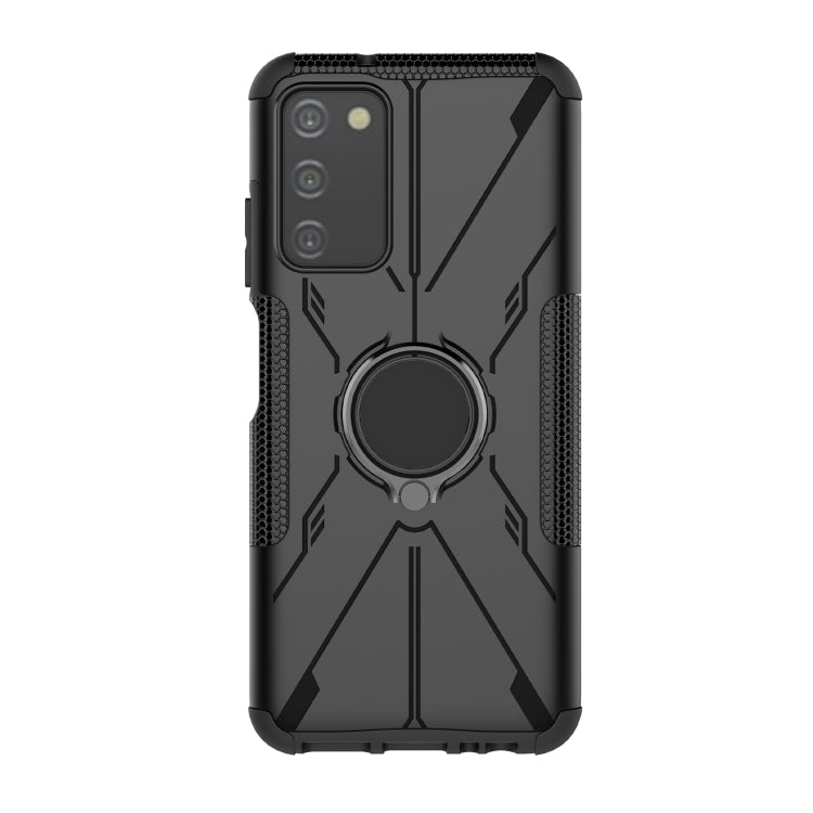 For Samsung Galaxy A03s US Version Armor Bear Shockproof PC + TPU Phone Case with Ring