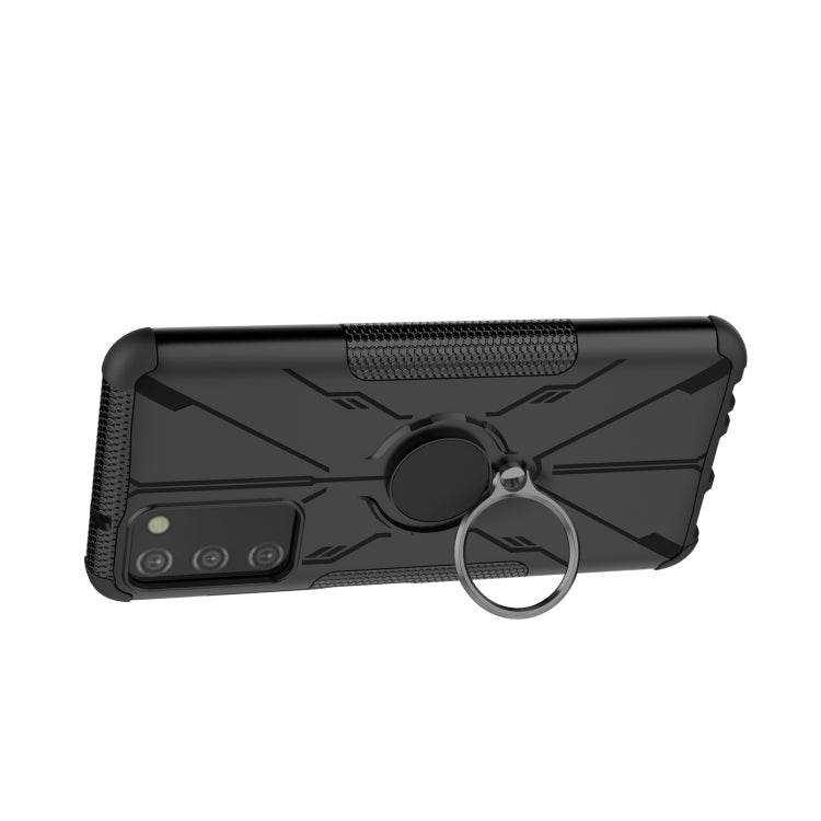 For Samsung Galaxy A03s US Version Armor Bear Shockproof PC + TPU Phone Case with Ring