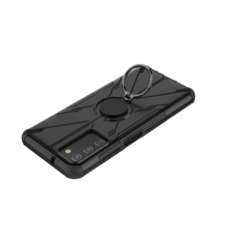 For Samsung Galaxy A03s US Version Armor Bear Shockproof PC + TPU Phone Case with Ring