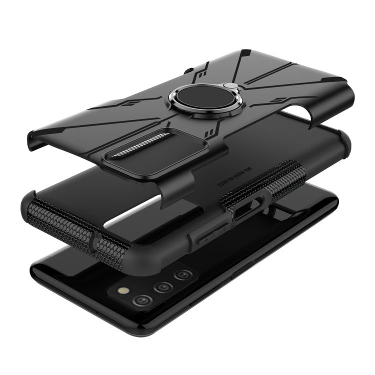 For Samsung Galaxy A03s US Version Armor Bear Shockproof PC + TPU Phone Case with Ring