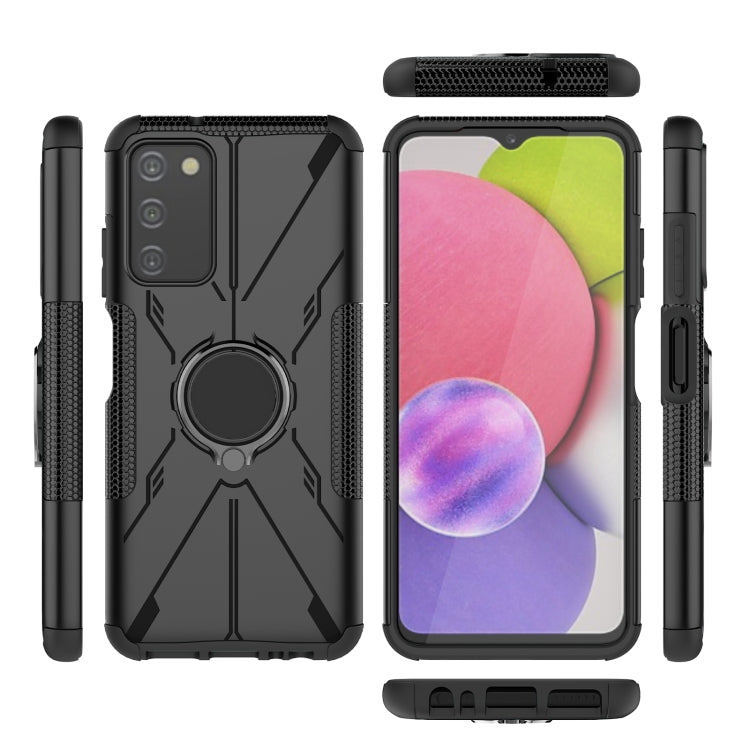 For Samsung Galaxy A03s US Version Armor Bear Shockproof PC + TPU Phone Case with Ring