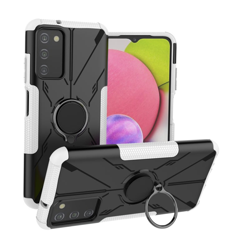 For Samsung Galaxy A03s US Version Armor Bear Shockproof PC + TPU Phone Case with Ring