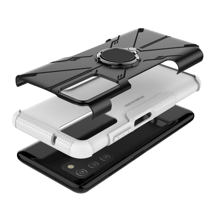 For Samsung Galaxy A03s US Version Armor Bear Shockproof PC + TPU Phone Case with Ring