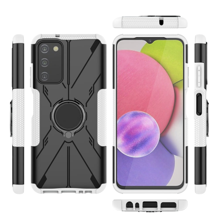 For Samsung Galaxy A03s US Version Armor Bear Shockproof PC + TPU Phone Case with Ring