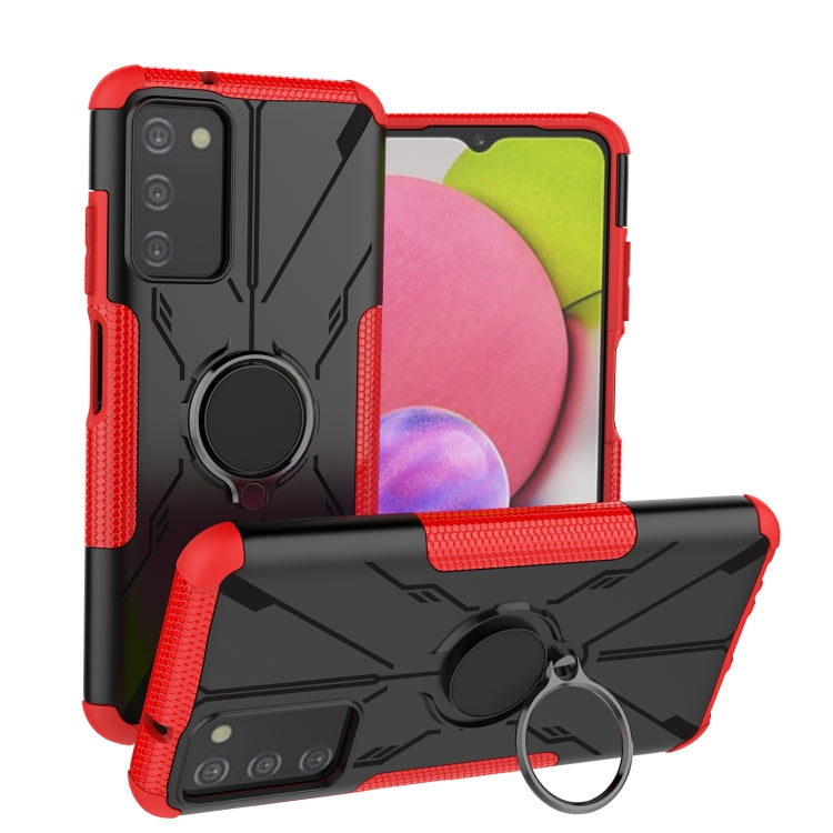 For Samsung Galaxy A03s US Version Armor Bear Shockproof PC + TPU Phone Case with Ring