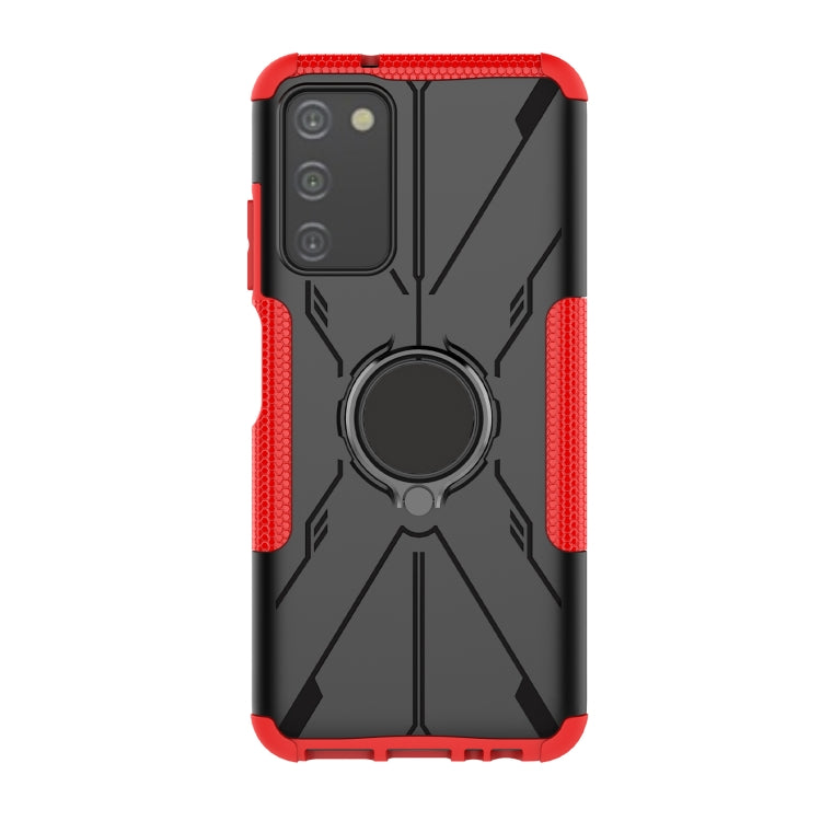 For Samsung Galaxy A03s US Version Armor Bear Shockproof PC + TPU Phone Case with Ring