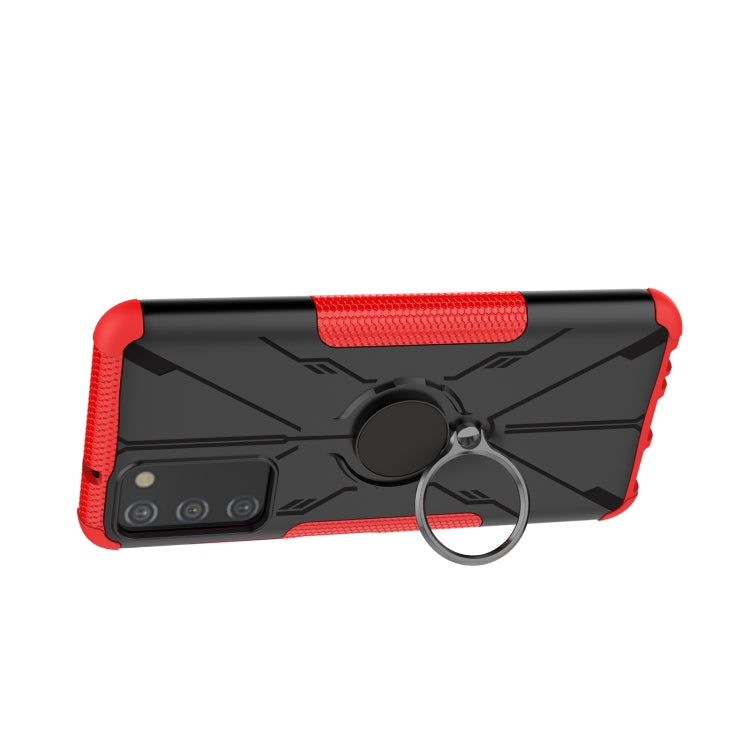 For Samsung Galaxy A03s US Version Armor Bear Shockproof PC + TPU Phone Case with Ring