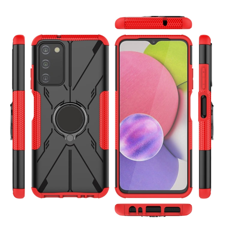 For Samsung Galaxy A03s US Version Armor Bear Shockproof PC + TPU Phone Case with Ring