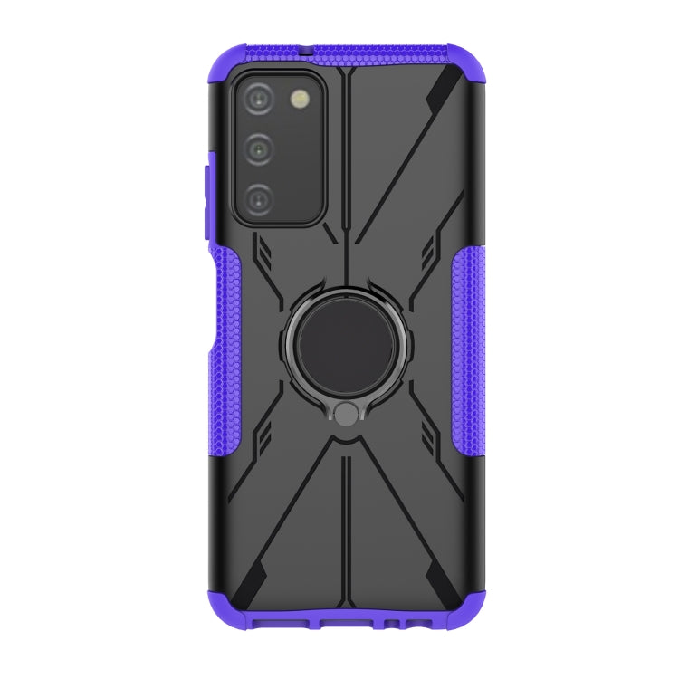 For Samsung Galaxy A03s US Version Armor Bear Shockproof PC + TPU Phone Case with Ring