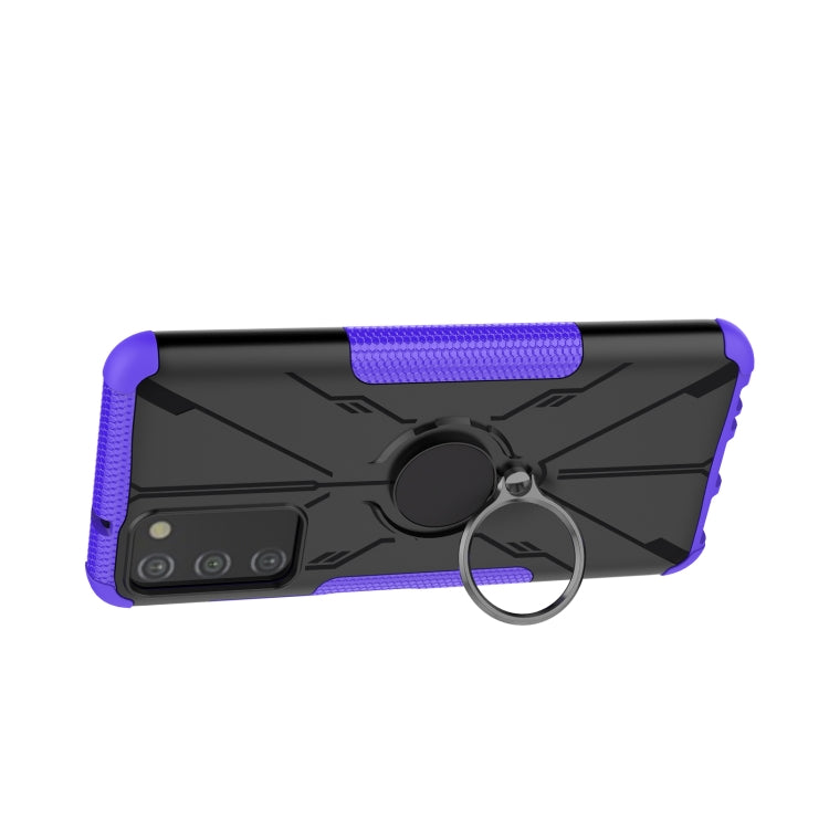 For Samsung Galaxy A03s US Version Armor Bear Shockproof PC + TPU Phone Case with Ring