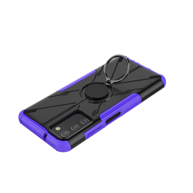 For Samsung Galaxy A03s US Version Armor Bear Shockproof PC + TPU Phone Case with Ring