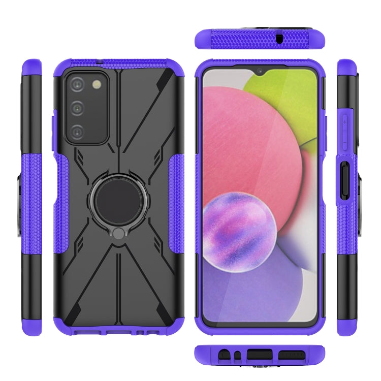 For Samsung Galaxy A03s US Version Armor Bear Shockproof PC + TPU Phone Case with Ring