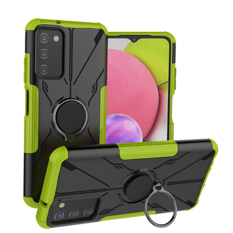 For Samsung Galaxy A03s US Version Armor Bear Shockproof PC + TPU Phone Case with Ring