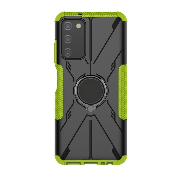 For Samsung Galaxy A03s US Version Armor Bear Shockproof PC + TPU Phone Case with Ring