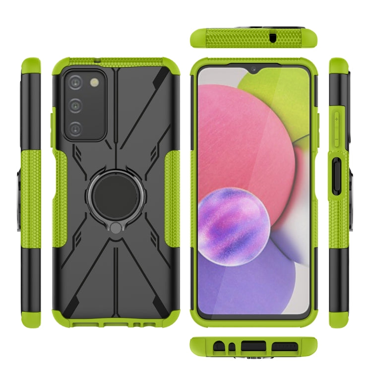 For Samsung Galaxy A03s US Version Armor Bear Shockproof PC + TPU Phone Case with Ring