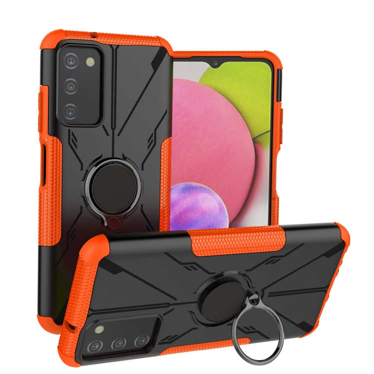 For Samsung Galaxy A03s US Version Armor Bear Shockproof PC + TPU Phone Case with Ring