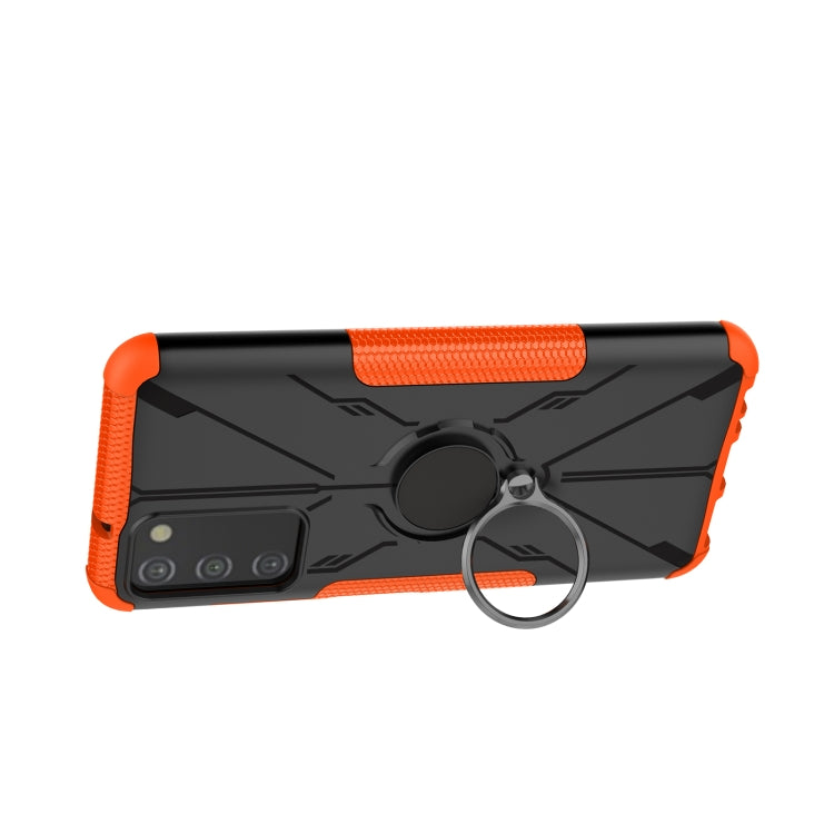 For Samsung Galaxy A03s US Version Armor Bear Shockproof PC + TPU Phone Case with Ring