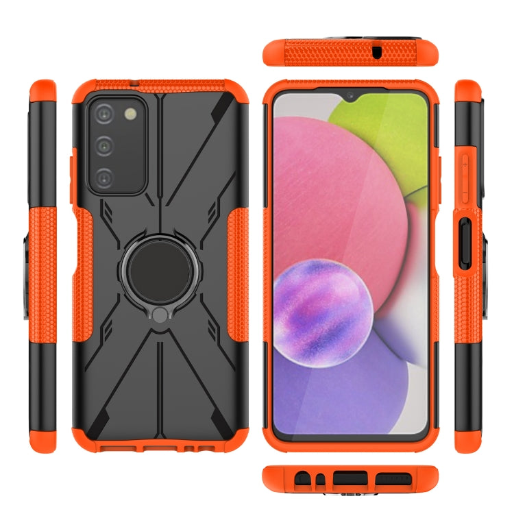 For Samsung Galaxy A03s US Version Armor Bear Shockproof PC + TPU Phone Case with Ring