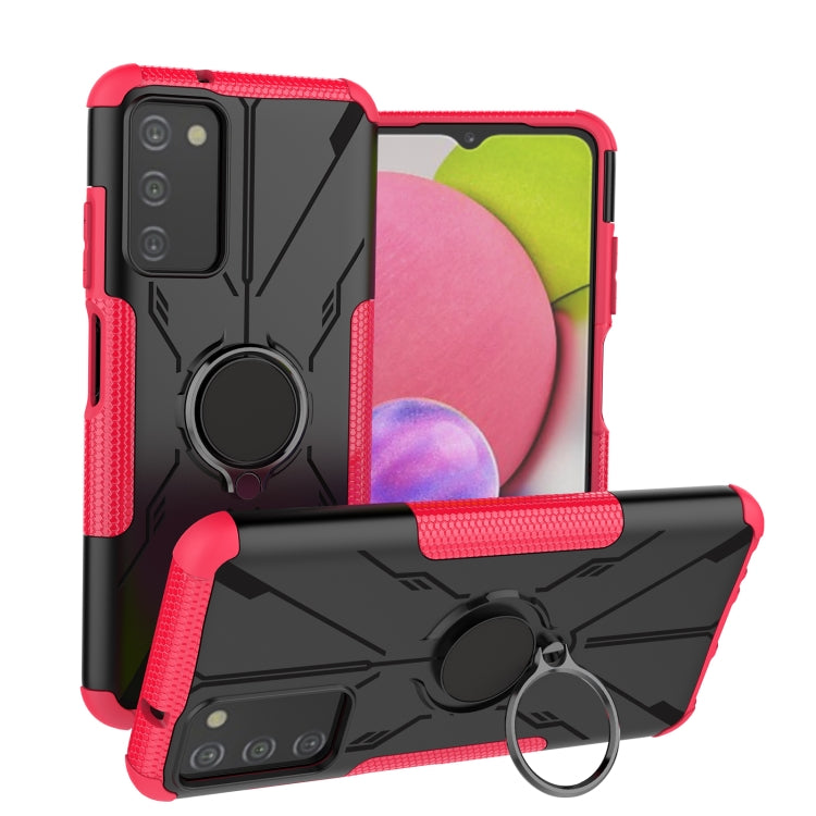 For Samsung Galaxy A03s US Version Armor Bear Shockproof PC + TPU Phone Case with Ring