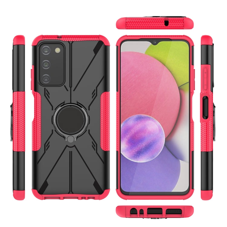 For Samsung Galaxy A03s US Version Armor Bear Shockproof PC + TPU Phone Case with Ring