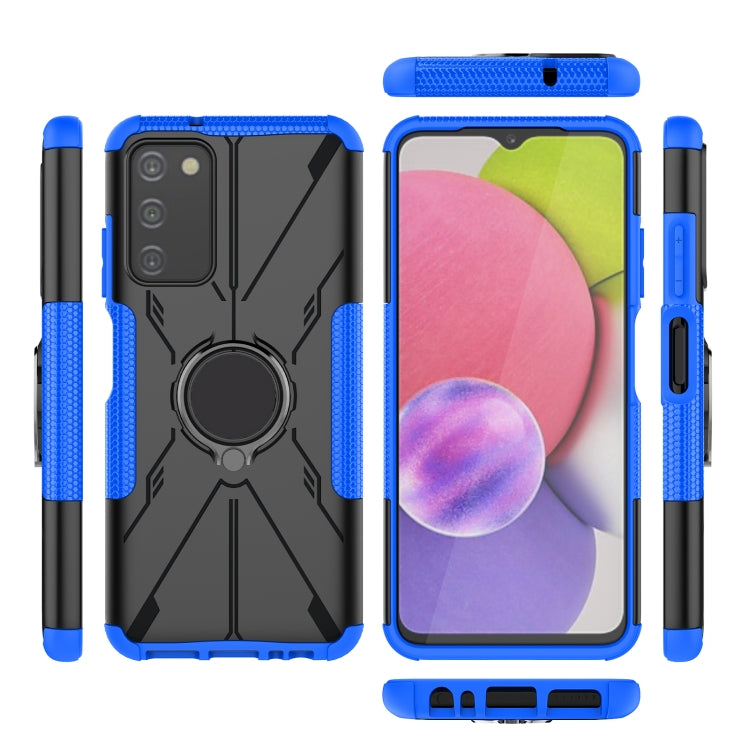 For Samsung Galaxy A03s US Version Armor Bear Shockproof PC + TPU Phone Case with Ring