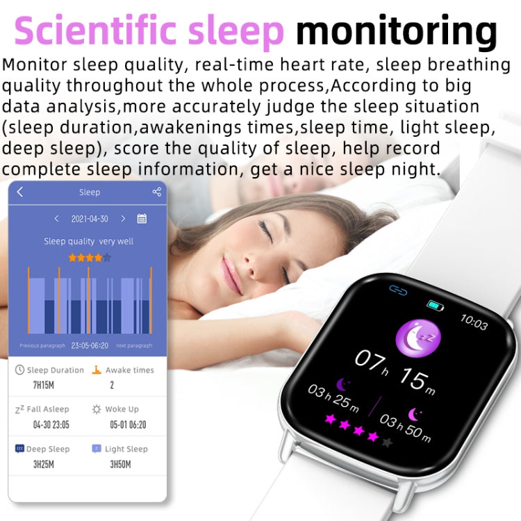 H01 1.69 inch Screen Smart Health Watch, Support 24-hour HR & BP Monitoring, Sleep Monitoring, Female Menstrual Cycle