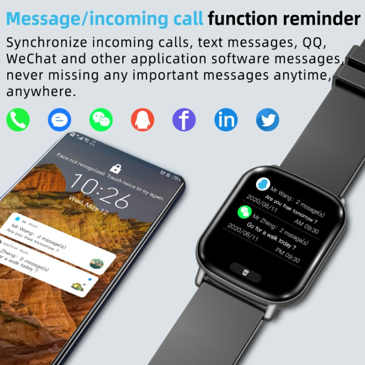 H01 1.69 inch Screen Smart Health Watch, Support 24-hour HR & BP Monitoring, Sleep Monitoring, Female Menstrual Cycle