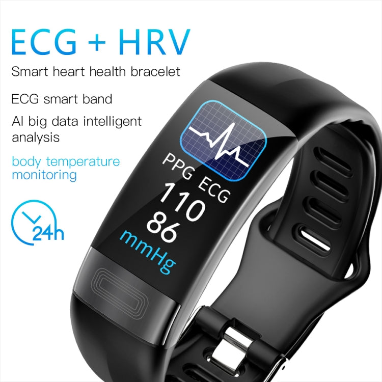 P11 Plus 0.96 inch Screen ECG+HRV Smart Health Bracelet, Support Body Temperature, Dynamic Heart Rate, ECG Monitoring, Blood Oxygen Monitor