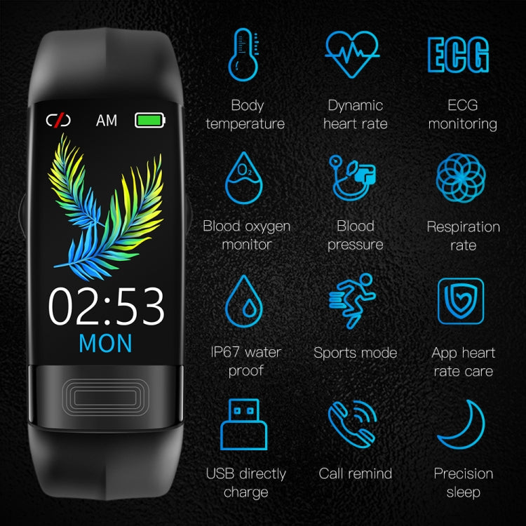 P11 Plus 0.96 inch Screen ECG+HRV Smart Health Bracelet, Support Body Temperature, Dynamic Heart Rate, ECG Monitoring, Blood Oxygen Monitor
